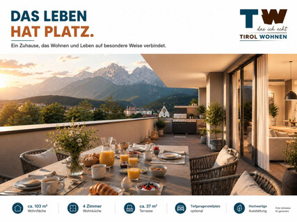 DAS LEBEN HAT PLATZ. Exklusives Penthouse mit großzügiger Wohnküche, sonniger Terrasse und beeindruckendem Panorama.