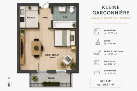 INNSBRUCK - Garconnière mit Südbalkon in zentraler Lage nahe der Klinik