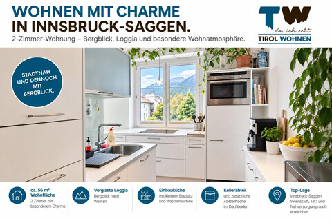 Wohnen mit Charme &amp; Bergblick – 2-Zimmer-Wohnung in Innsbruck-Saggen