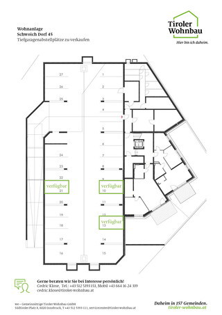Tiefgaragenabstellplatz in Schwoich zu verkaufen