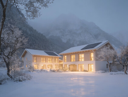 Panorama-Doppelhaushälften an der Loipe in Leutasch
