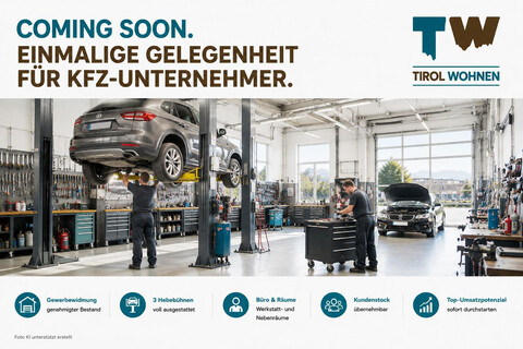 Einmalige Gelegenheit für KFZ-Unternehmer – voll ausgestattete Werkstätte - COMING SOON