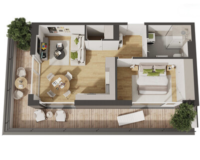 Hochwertige 2-Zimmer Neubau-Wohnung mit Balkon (W12)