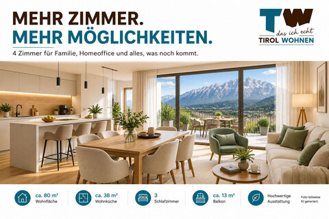 MEHR ZIMMER. MEHR MÖGLICHKEITEN.  4 Zimmer für Familie, Homeoffice und alles, was noch kommt.