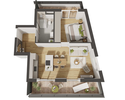 Hochwertige 2-Zimmer Neubau-Wohnung mit Balkon (W14)