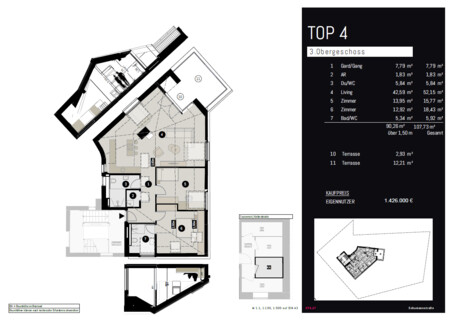 Dachgeschoßtraum: 3-Zimmer-Wohnung im Saggen