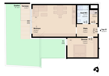 exklusive 2-Zimmer-Gartenwohnung in Telfes