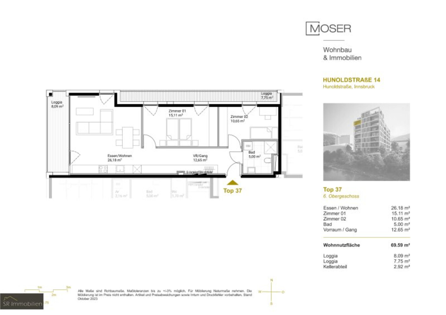 Erstbezug mit Weitblick – stilvolle 3-Zimmer-Mietwohnung im 6. Obergeschoß mit zwei Loggien